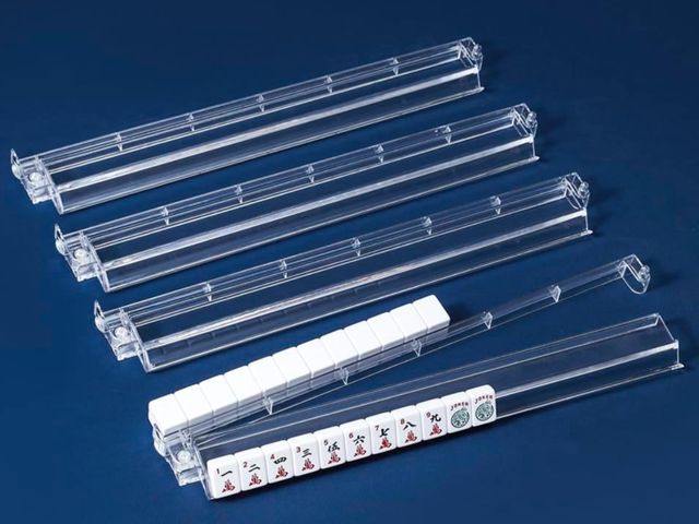 Lot 96-178852 - Mahjong Racks with Pushers, Clear Acrylic American Majiang Tile Racks, Enhanced Mah Jongg Tile Holde...