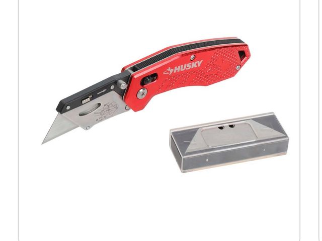Lot 96-162907 - Husky Rapid Lock Utility Knife w/ Aluminum and 10 Blades Unused