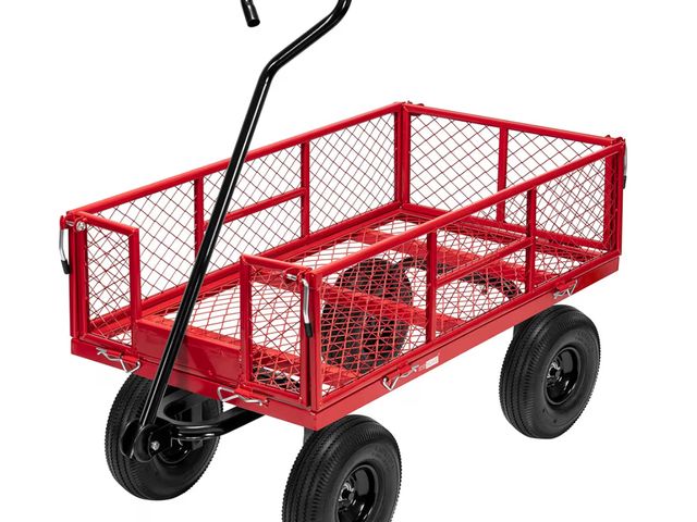 Lot 96-179538 - VIVOHOME Heavy Duty 880 Lbs Garden Cart, Steel Mesh Utility Wagon with Removable Sides &amp; 10 Inch...
