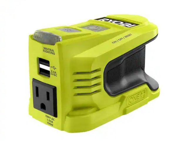 Lot 96-164714 - RYOBI
18V ONE+ 150-Watt Portable Battery Inverter Power Source (Tool Only)
Appears Unused/Open Packa...