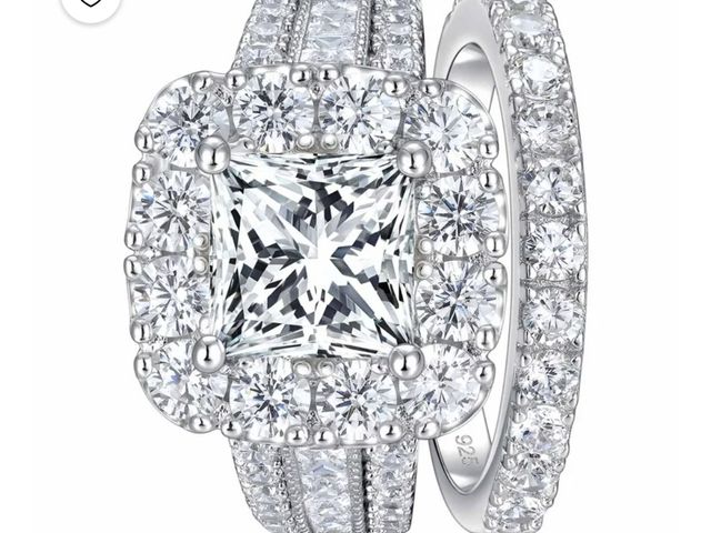 Lot 96-230851 - SHELOVES Vintage Style Princess Halo AAAAA CZ Wedding Engagement Ring Sets for Women 925 Sterling Si...