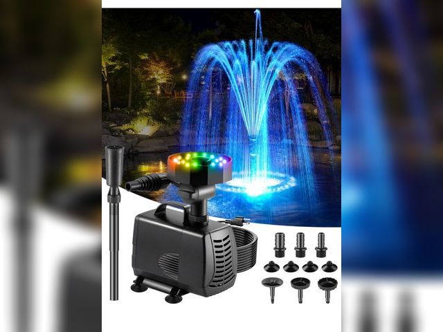 Lot 96-164329 - Submersible Pump RGB Pond Filter System Kits,3-in-1 Pond Filter Fountain with Colorful Lights,660GPH...