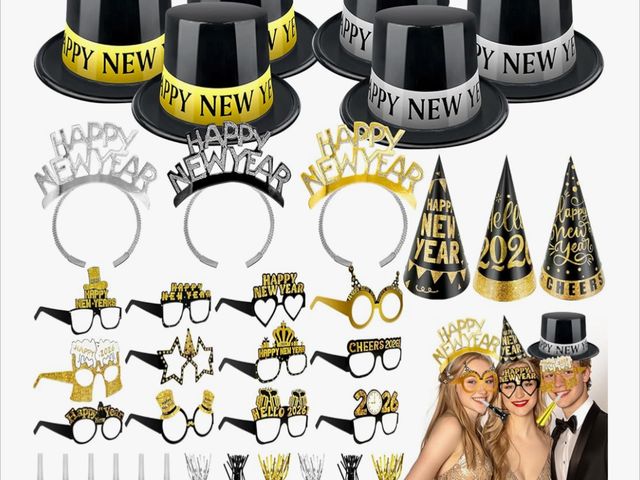 Lot 96-193225 - 2026 New Years Eve Party Supplies, 36 Pcs Happy New Year Party Supplies Kit Serve 12, Including 6 To...