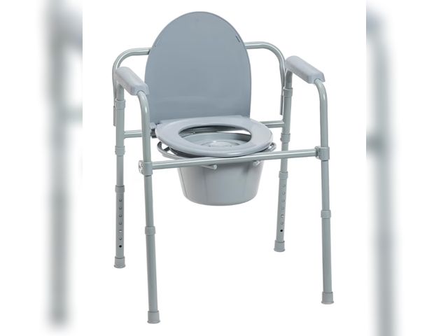 Lot 96-176699 - Drive Medical 11148-1 Folding Steel Bedside Commode Chair, Portable Toilet, Supports Individuals Wei...