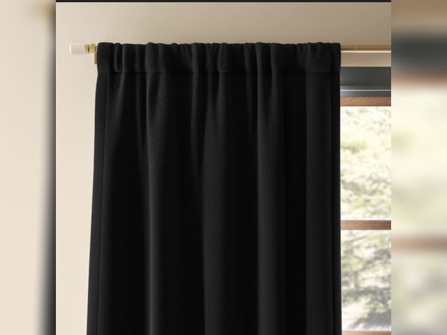 Lot 96-233102 - Black Satin Curtain Panel  New