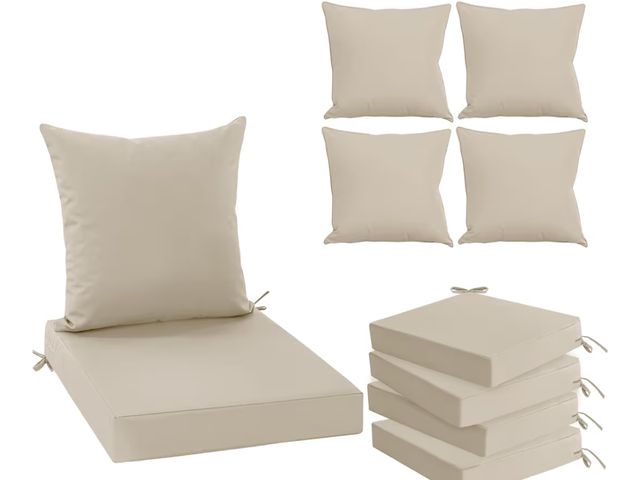 Lot 96-188044 - Outdoor Chair Cushions Set of 4, Waterproof Backrest and Deep Seat Cushion Set for Patio Furniture, ...