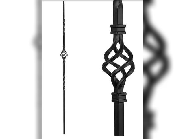 Lot 96-227290 - Afoxsos S08 44 x 0.5 Wrought Iron Single Basket Decorative Metal Balusters for Decks Spiral Stair Ra...