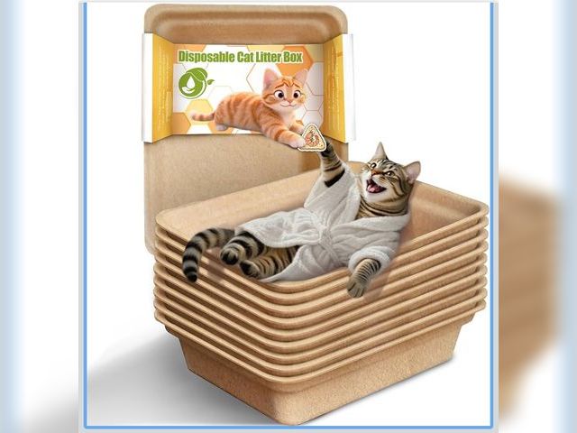 Lot 96-176865 - Disposable Litter Boxes for Cats Leak-Proof: 9-Pack Odor Control Sustainable Large Kitty Tray for Tr...