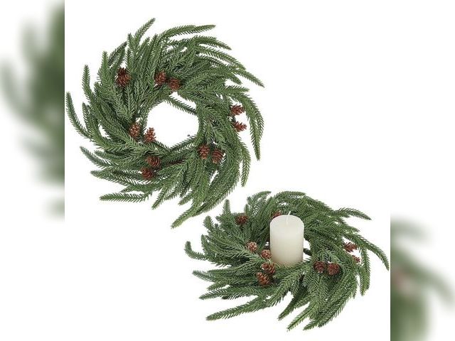 Lot 96-211547 - Candle wreaths 2 pack varies slightly from stock photo New