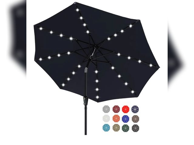 Lot 96-160563 - ABCCANOPY Durable Solar Led Patio Umbrellas with 32LED Lights 9FT (Navy Blue) New