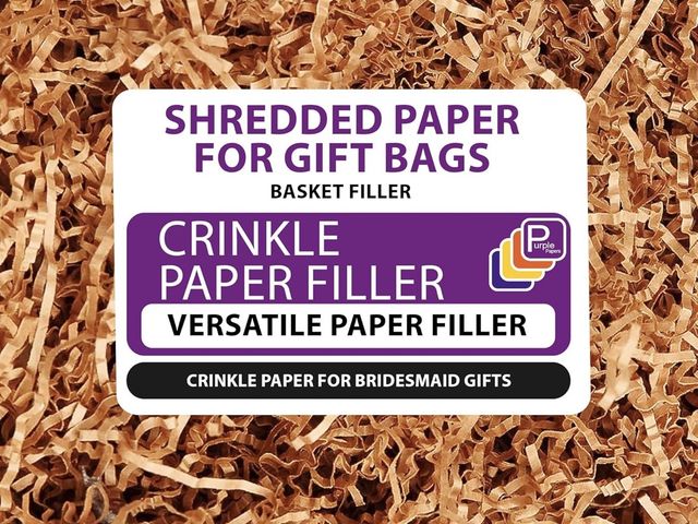 Lot 96-194576 - Box of 24 Brown Crinkle Paper Filler 5.5oz – Shredded Paper for Gift Baskets, Bridesmaid Proposal Gi...