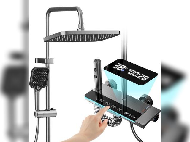 Lot 96-190303 - Shower Faucet Sets Complete Thermostatic Shower System Piano-Key Digital Shower Combo Wall Mounted S...