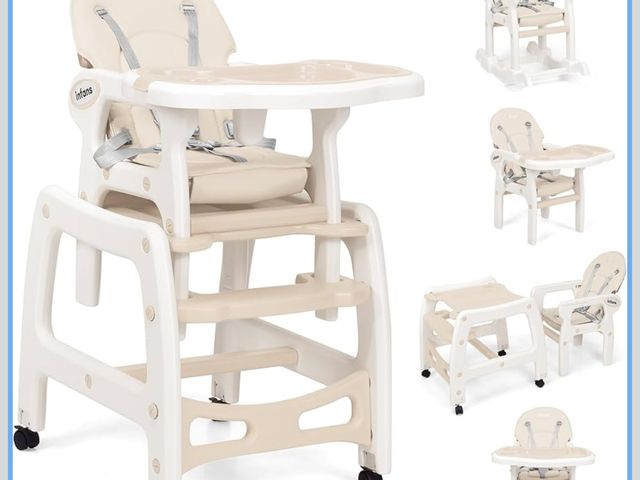 Lot 96-176431 - INFANS 5 in 1 Baby High Chair, Convertible Toddler Table Chair Set, Rocking Chair, Multi-Function Se...