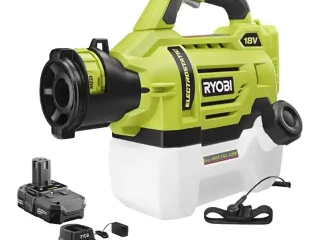 Lot 96-162259 - RYOBI - ONE+ 18V Cordless Electrostatic 0.5 Gal Sprayer with 2.0 Ah Battery and Charger - P2890 MSRP...