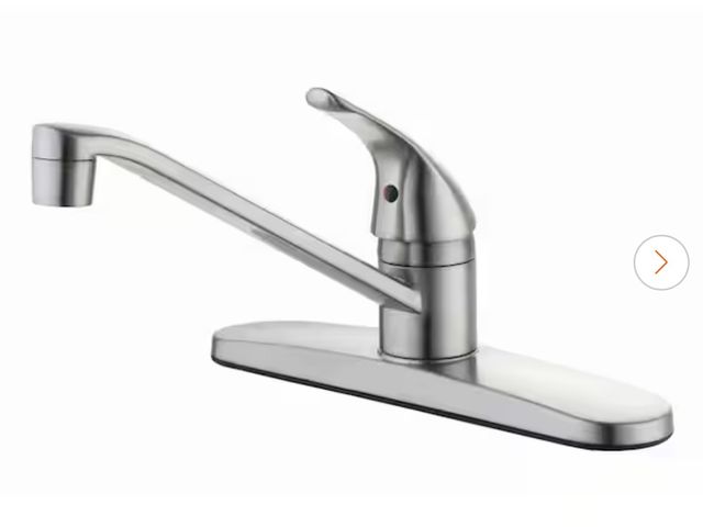 Lot 96-179343 - Glacier Bay Single-Handle Standard Kitchen Faucet in Stainless Steel

Appears unused