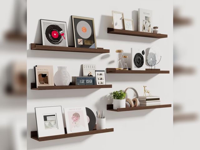 Lot 96-188215 - Fun Memories Picture Ledge Shelf, 24 Inch Long Floating Shelves Set of 6, Picture Shelf for Wall wit...