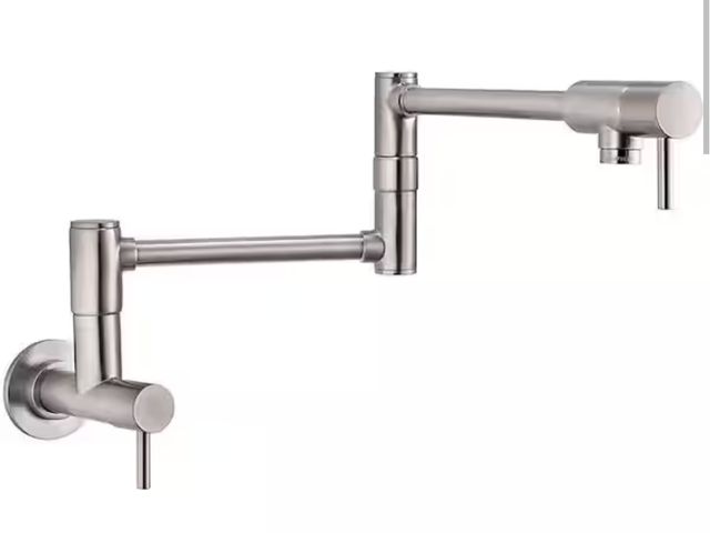Lot 96-163049 - Pfister 
Lita Wall Mounted Potfiller in Stainless Steel Appears Unused loose hardware in box MSRP $3...
