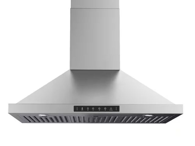 Lot 96-163355 - VIKIO
30 in. 900 CFM Convertible Wall Mount Range Hood in Stainless Steel with Charcoal Filter Gestu...