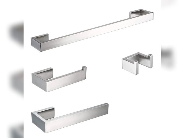 Lot 96-173641 - BAGNOLUX Brushed Nickel Bathroom Hardware Set 4 Pieces, Bath Towel Holder Set SUS304 Stainless Steel...