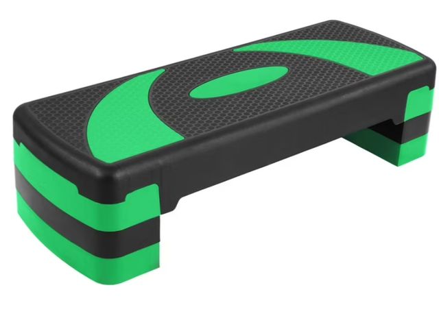 Lot 96-211342 - BalanceFrom Aerobic Step Platform Trainer with Adjustable Risers, Black &amp; Green New, color sligh...