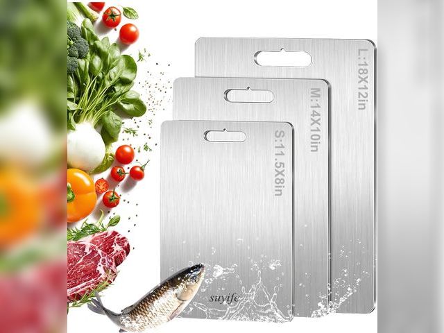Lot 96-164466 - Titanium Cutting Board Set of 3,100% Pure Titanium Cutting Boards for Kitchen, 2025 New Double Sided...