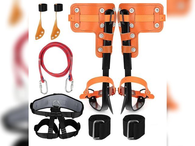Lot 96-170756 - Tree Climbing Spikes Set Tree Climbing Gear 1 Pair Alloy Steel Climbing Spurs 350lbs Load Capacity A...