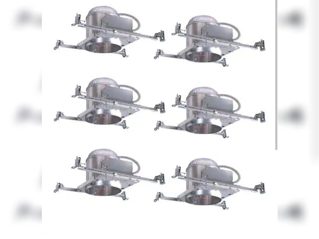 Lot 96-182088 - HALO H7 6 in. IC Rated New Construction Aluminum Recessed Housing for Ceiling (6-Pack) New