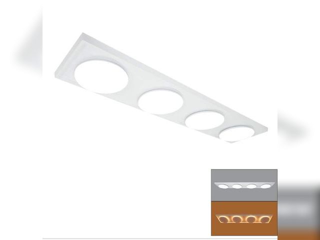 Lot 96-191293 - Commercial Electric 46 in. x 10 in. LED Closet Light Flush Mount with 4
Round Light Heads and Night
...