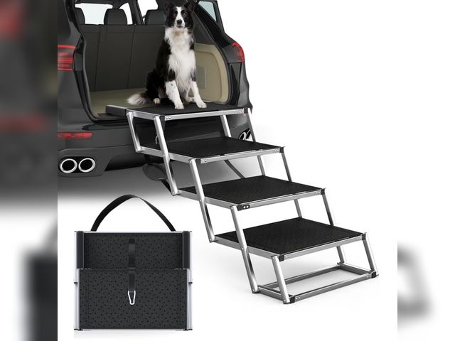 Lot 96-176038 - Extra Wide Dog Stairs for Large Dogs, Foldable Dog Ramp for Car with Non-Slip Surface, Dogs Stairs f...