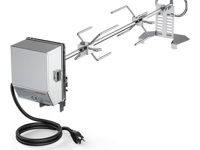 Lot 96-180584 - only fire Stainless Steel Rotisserie Kit Grilling Accessories with 6 Watt 110V Electric Motor for Ga...