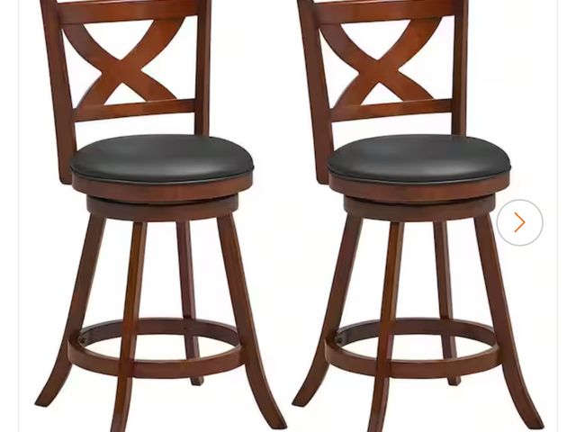 Lot 96-192572 - Costway 24 in. Bar Stools Classic Counter Height Swivel Chairs for Kitchen Pub (Set of 2) MSRP $179....