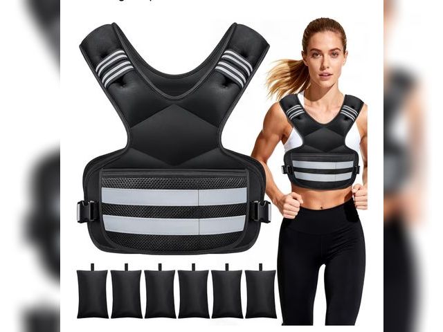 Lot 96-193766 - Adjustable Weighted Vest for Women and Men, 4-11lb/11-18lb/20-32lb Rucking Vest with 6 Ironsand Bags...