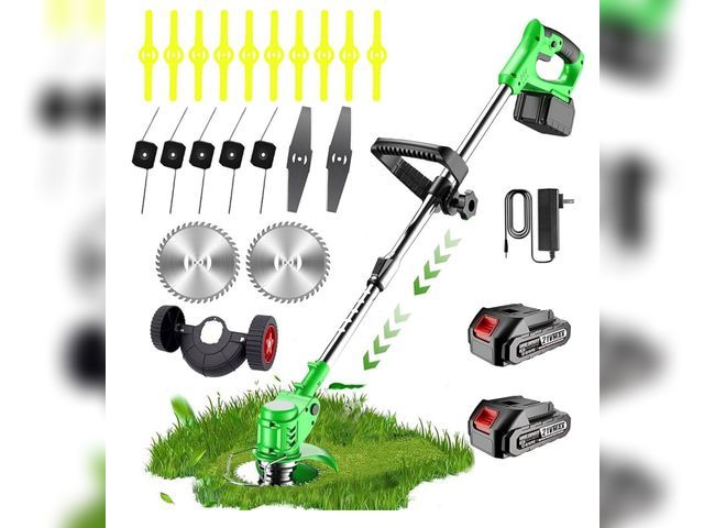 Lot 96-165052 - Electric Weed Wacker Cordless, with 2 X 21V 2.0Ah Battery Powered, 3 in 1 Stringless Grass Trimmer/M...