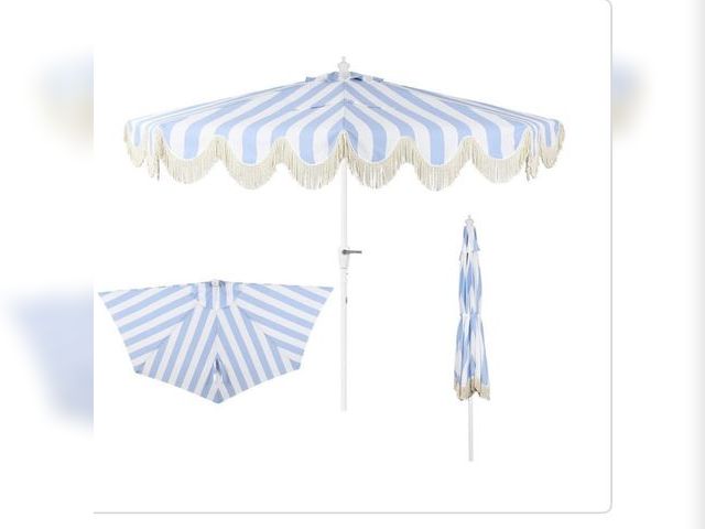 Lot 96-226225 - JONATHAN Y
Beverly 9 ft. Scalloped Fringe Half Market Patio Umbrella with Crank, Tilt Button and UV ...