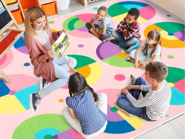 Lot 96-170675 - Classroom Rug 5x 7.6 Ft Large Rug for Classroom Elementary, Seating Décor Play Carpet for Playing an...