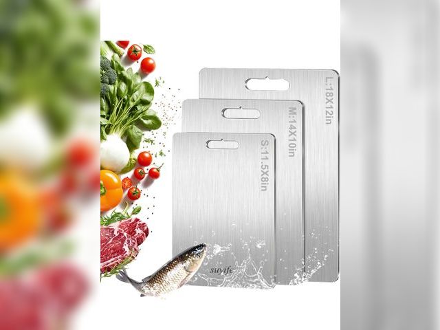 Lot 96-163976 - Titanium Cutting Board Set of 3,100% Pure Titanium Cutting Boards for Kitchen, 2025 New Double Sided...