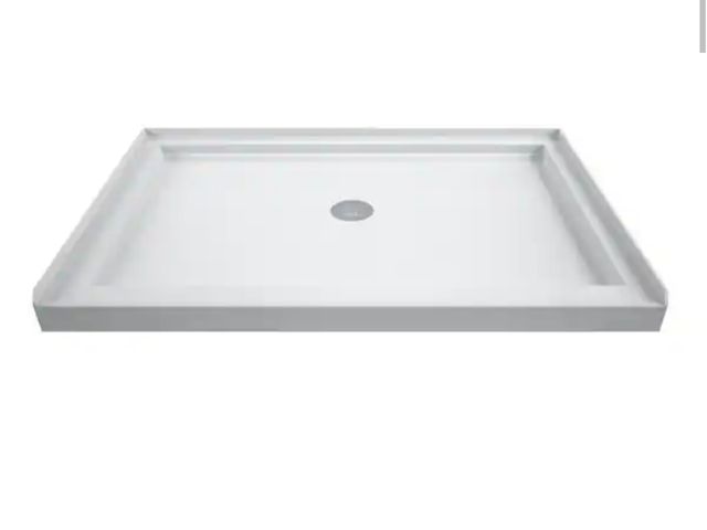 Lot 96-225901 - DreamLine SlimLine 48 in. x 36 in. Single Threshold Alcove Shower Pan Base in White with Center Drai...