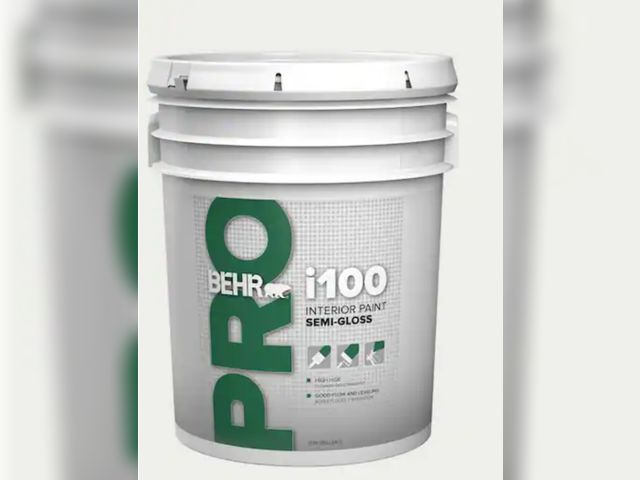 Lot 96-214085 - BEHR PRO
5 gal. i100 White Base Semi-Gloss Interior Paint
New 
Msrp $106.00