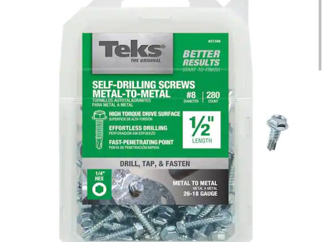 Lot 96-188722 - Teks #8 x 1/2 in. External Hex Flange Hex-Head Self-Drilling Screws (280-Pack) New