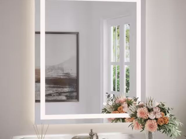 Lot 96-226230 - KeonJinn30 in. W x 36 in. H Rectangular Frameless LED Lighted Bathroom Vanity Mirror with Light with...