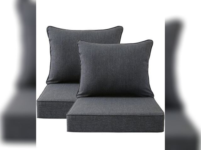 Lot 96-181710 - Outdoor Patio Chair Cushions Set, 22" x 26", Set of 2, Water-Repellent, Fade Resistant, Deep Seat Bo...