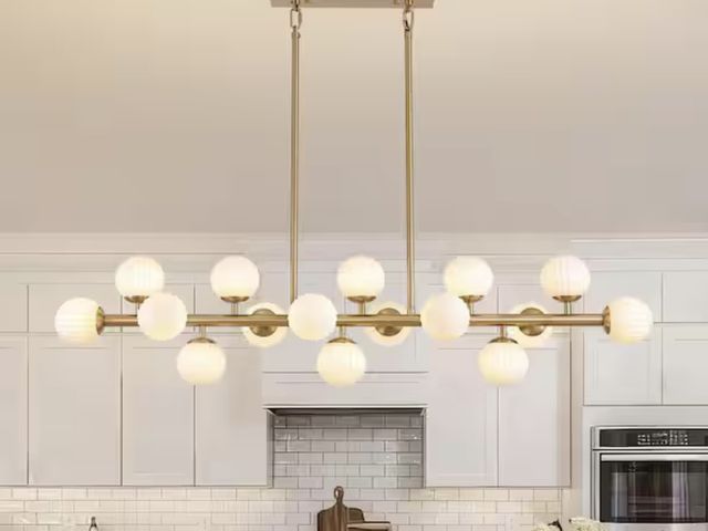 Lot 96-211093 - WDETR 48 in. Modern 16-Light Gold Linear Chandelier for Kitchen, Living Room, and Dining Room (Bulbs...