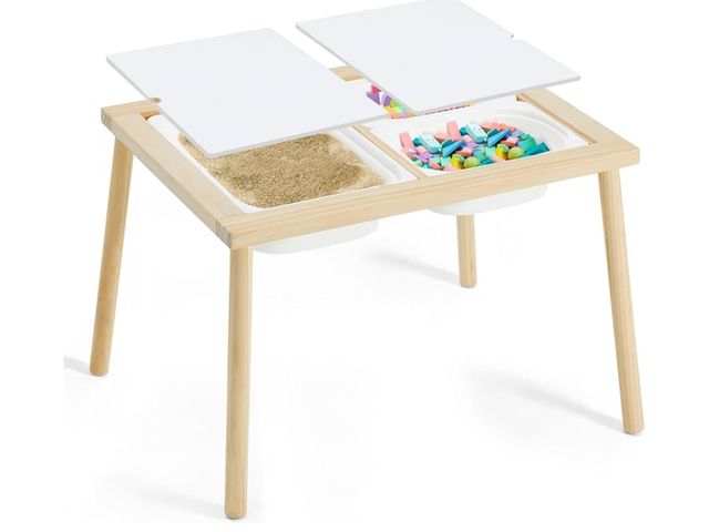 Lot 96-171071 - Sensory Table for Toddlers 1-3, Kids Table with 3 Storage Bins Writable Lids, Sensory Activity Table...