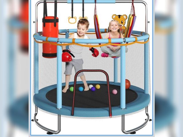 Lot 96-178339 - Trampoline for Kids, Upgrade Full Anti-Rust 440lbsToddler Trampoline with Net, Upgraded Ring Legs wi...