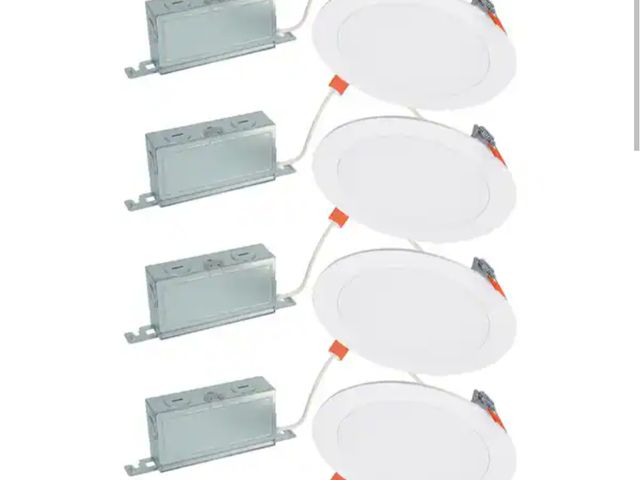 Lot 96-165370 - HALO HLBSL 6 in. Can Less Integrated LED, 900 Lumens, 5CCT, White (4-Pack) New