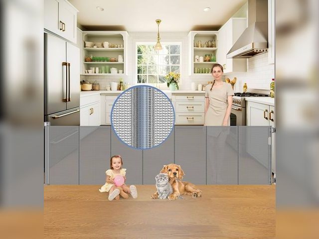 Lot 96-166782 - 150 Inch Wide Retractable Baby Gates Extra Wide, 33 Inch Tall Outdoor Retractable Gate for Dogs, 12....
