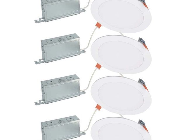 Lot 96-211395 - HALO HLBSL 6 in. Can Less Integrated LED, 900 Lumens, 5CCT, White (4-Pack) New