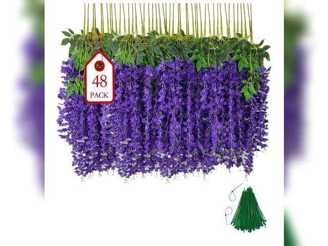 Lot 96-168589 - 48 Pcs of Wisteria Hanging Flowers, 3.75 Ft Fake Wisteria Flower Strings, Artificial Wisteria Flower...