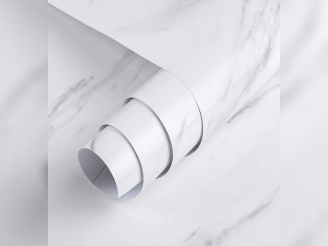 Lot 96-207734 - White Marble Wallpaper Glossy Peel and Stick Granite Wallpaper Waterproof Countertop Contact Paper R...