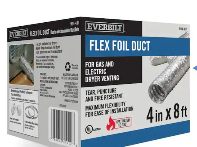 Lot 96-179987 - Everbilt 4 in. x 8 ft. Flexible Aluminum Dryer Vent Duct New